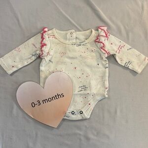 Pehr - Organic Cream and Pink Starry Kids One Piece Top with ruffled details